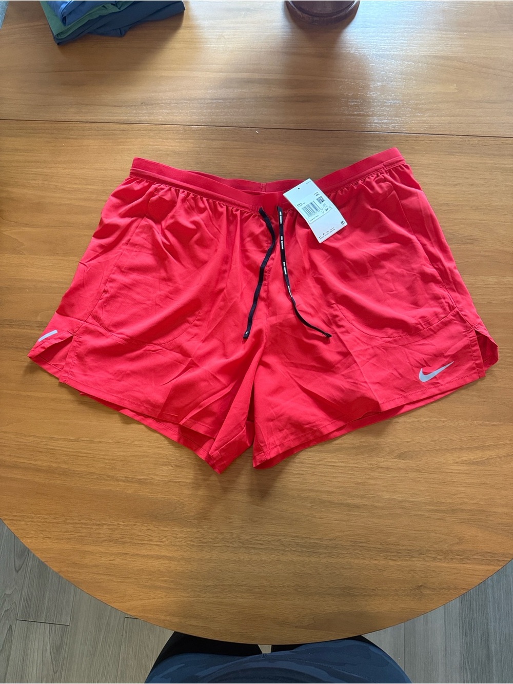 Nike Red Dri-FIT Running Shorts with Black Drawstring